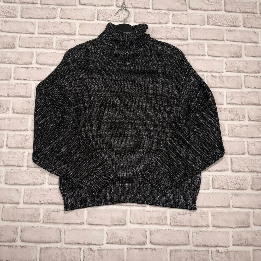 Joe's Metallic Turtleneck Sweater NWOT Women's XL Black Silver